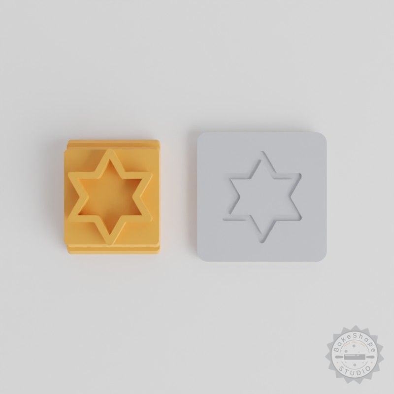 Hexagram Star Stamp Tile Set, 5 Sizes for Clay, Cookies & Fondant
