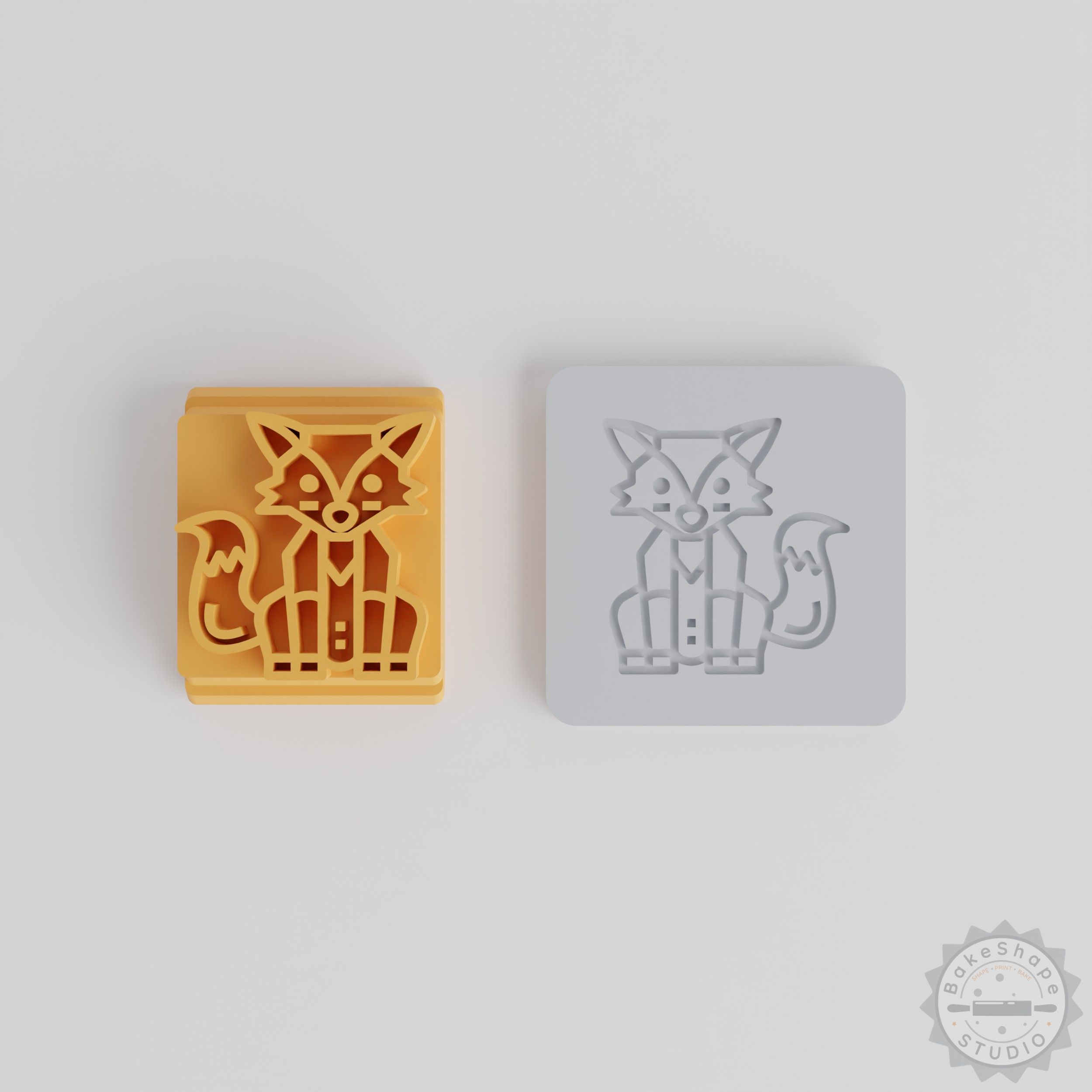 Fox Stamp Tile Set, Animal Motif for Clay, Cookies, Fondant, 5 Sizes