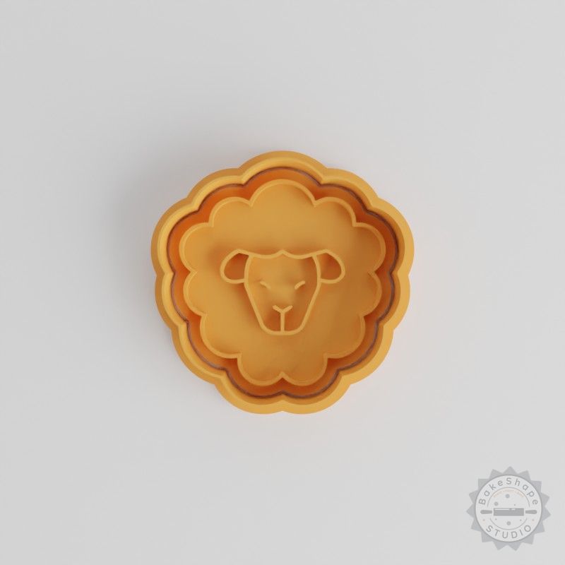 Sheep Cookie Cutter and Stamp Set, 6 Piece, S/M/L Sizes for Fondant, Baking, Farm Animal Design