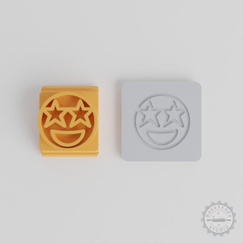 Starstruck Stamp Tile Set, 5 Sizes Motif, Perfect for Clay, Cookies, Fondant, Excited Emoji & Starry Face Designs