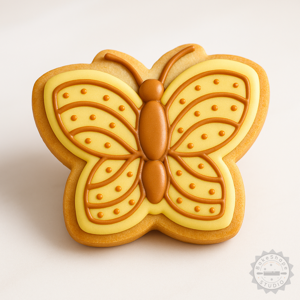 Decorated example 1 of Butterfly Cookie Cutter and Stamp Set, 6-Piece Shape Cutter for Fondant, 3 Sizes (S/M/L)