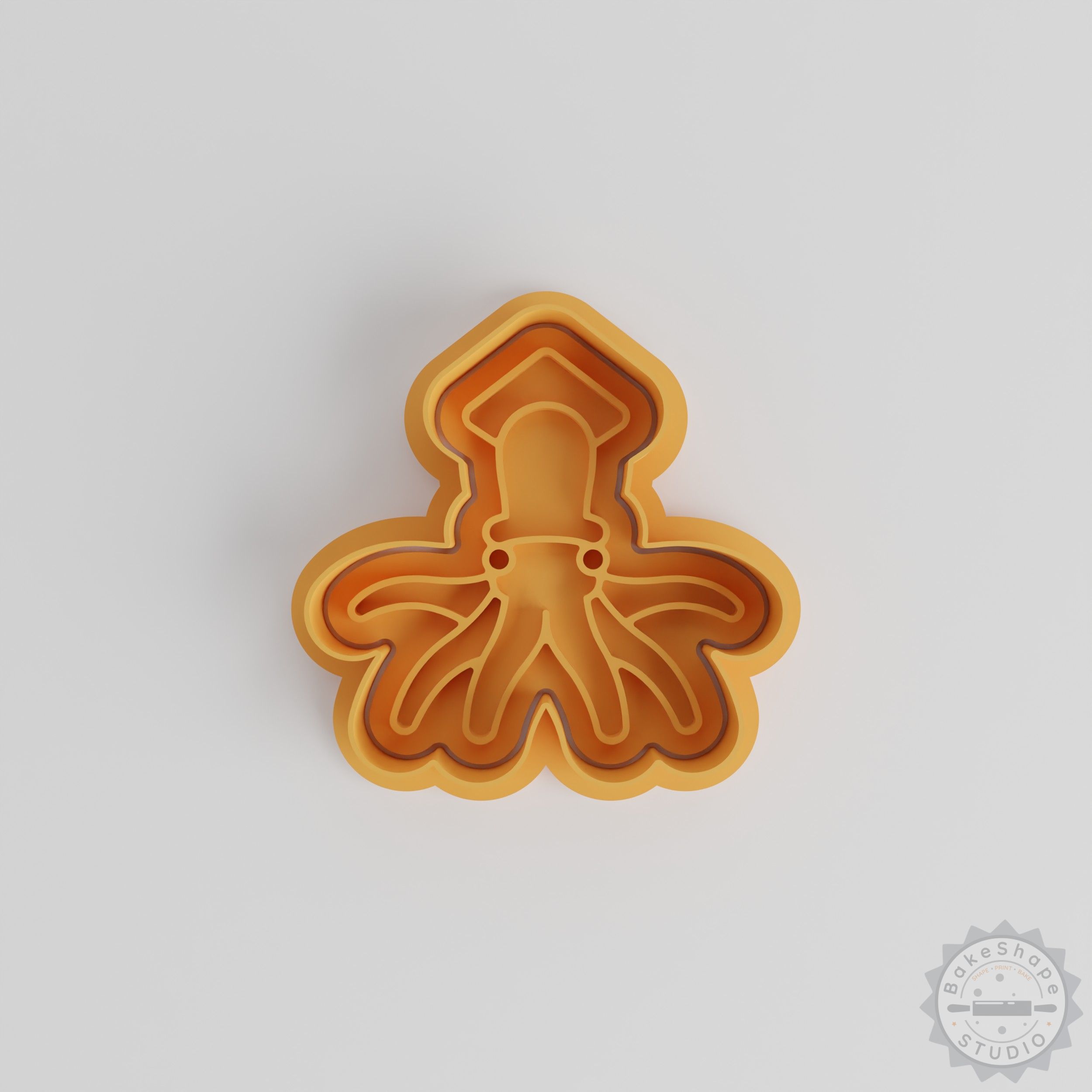 Squid Shape Cookie Cutter and Stamp Set, 6 Pieces, S/M/L Sizes, Perfect for Cookies and Fondant, Sea Creature Baking Tools