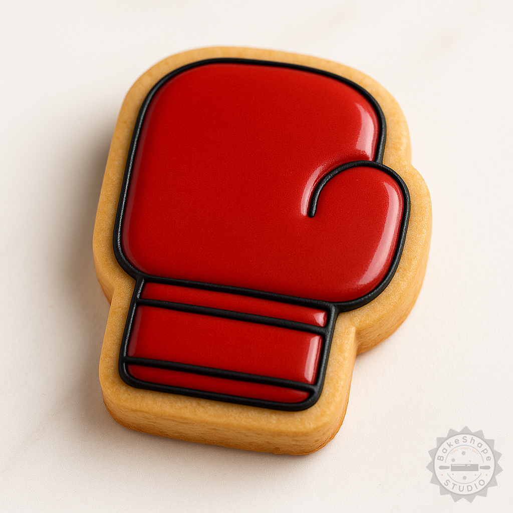 Decorated example 1 of Boxing Glove Shape Cutter and Stamp Set, 6-Piece Cookie and Fondant Decorator, Sizes S/M/L
