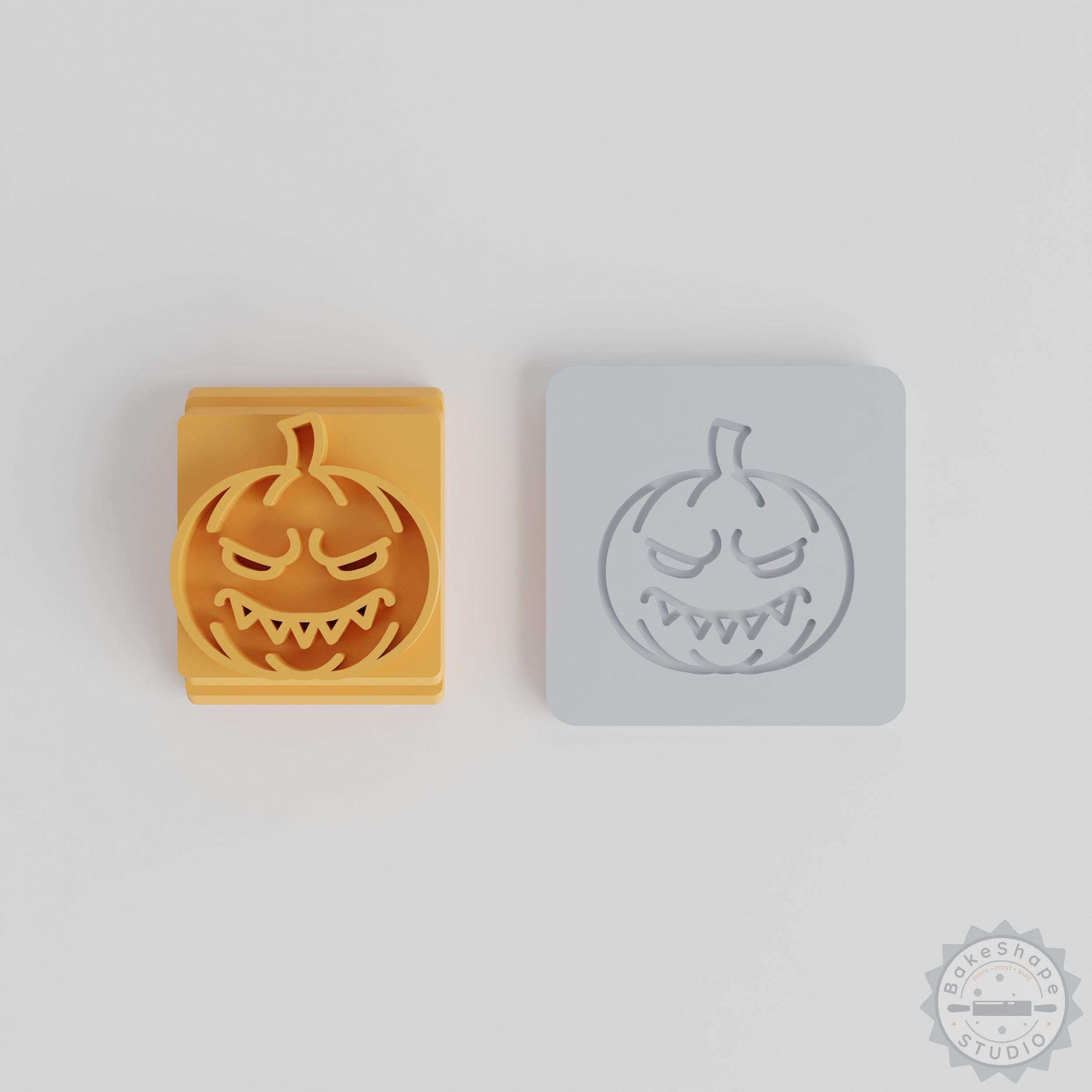 Evil Pumpkin Stamp Tile Set for Clay, Cookies, Fondant, 5 Size Variety, Halloween Craft Tool