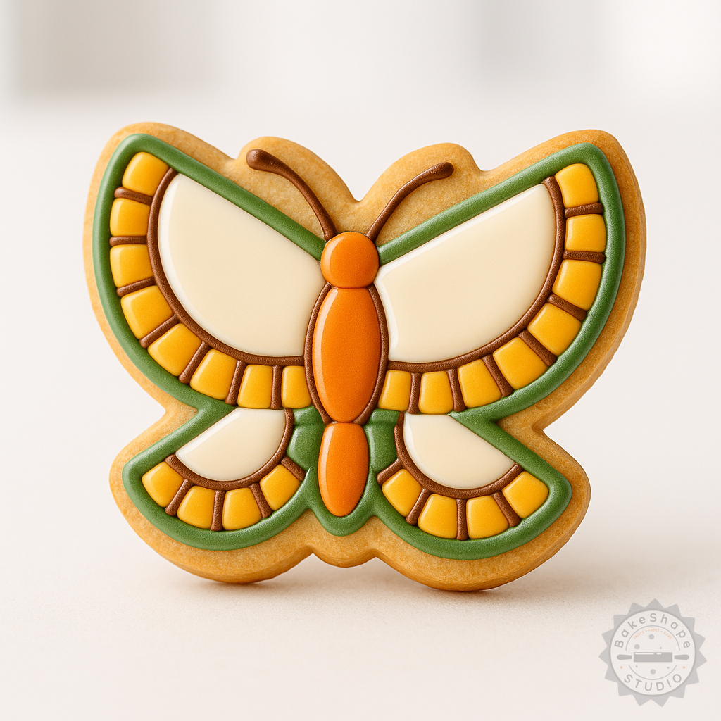 Decorated example 1 of Butterfly Cookie Cutter and Stamp Set, 6-Piece, Perfect for Cookies and Fondant, 3 Sizes S/M/L