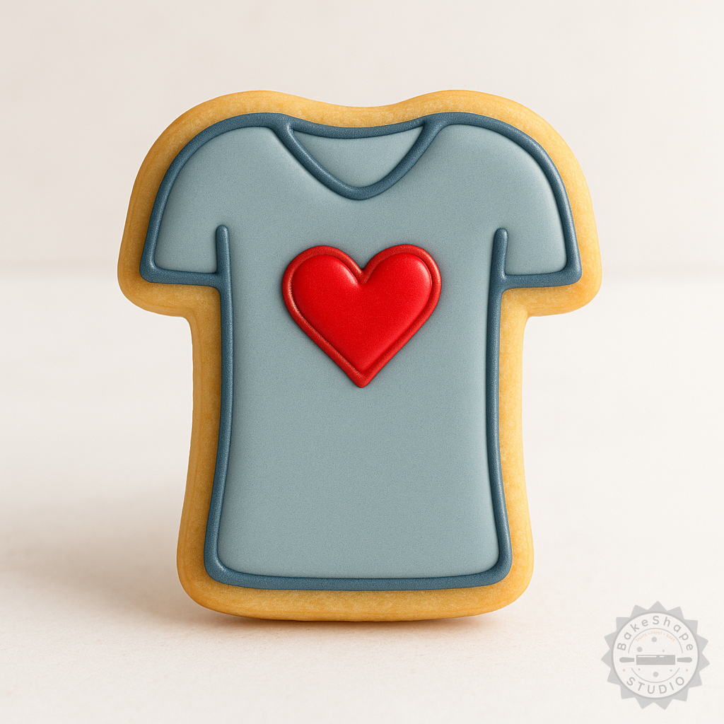 Decorated example 1 of Heart T-Shirt, Casual Cotton Tee with Heart Design, Crew Neck, Short Sleeve