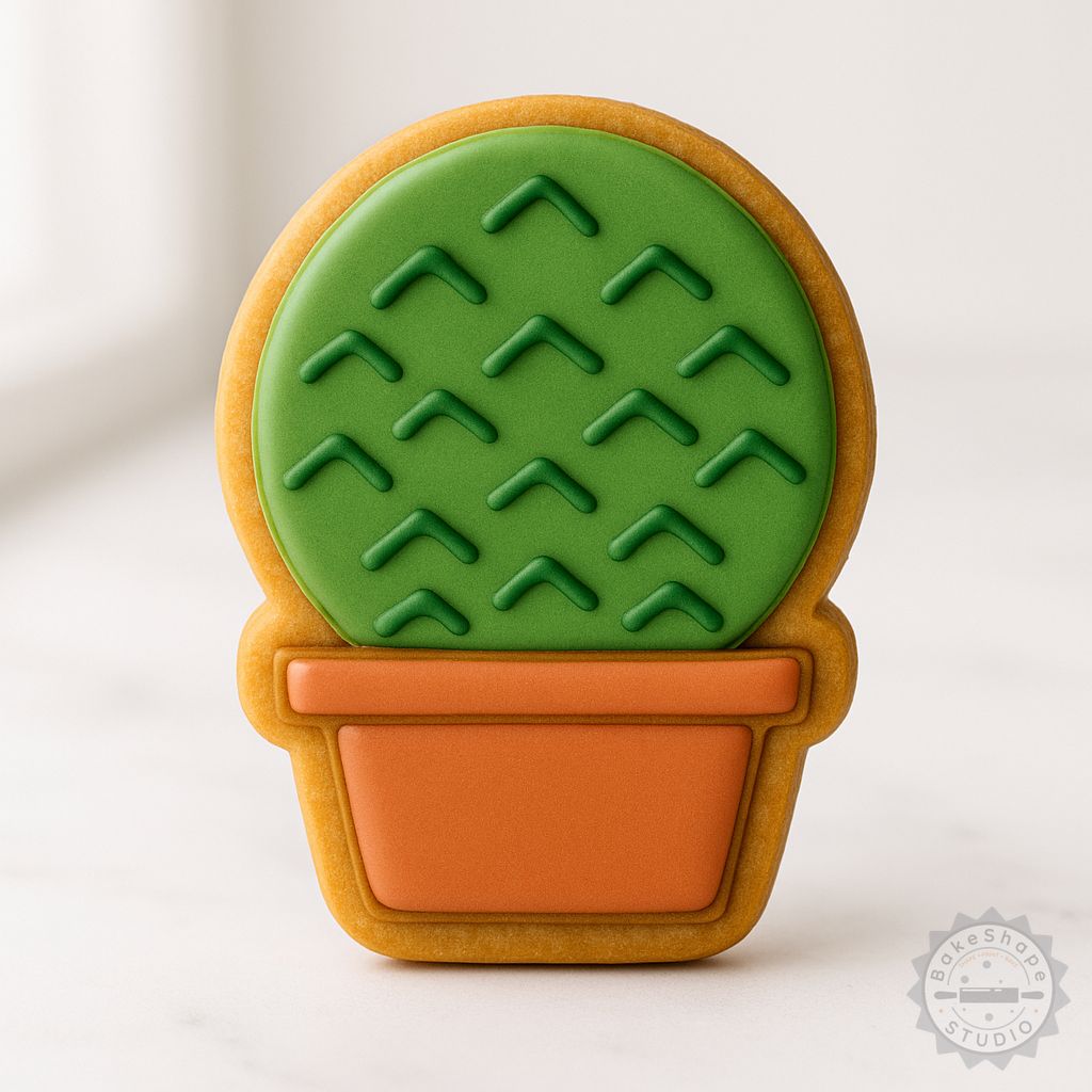 Circle cactus cookie cutter and stamp set STL for 3D printing with three size variations