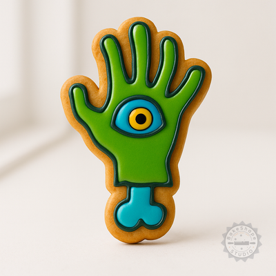 Decorated example 1 of Zombie Hand Cookie Cutter & Stamp Set, 6-Piece, S/M/L, Perfect for Halloween Cookies & Fondant