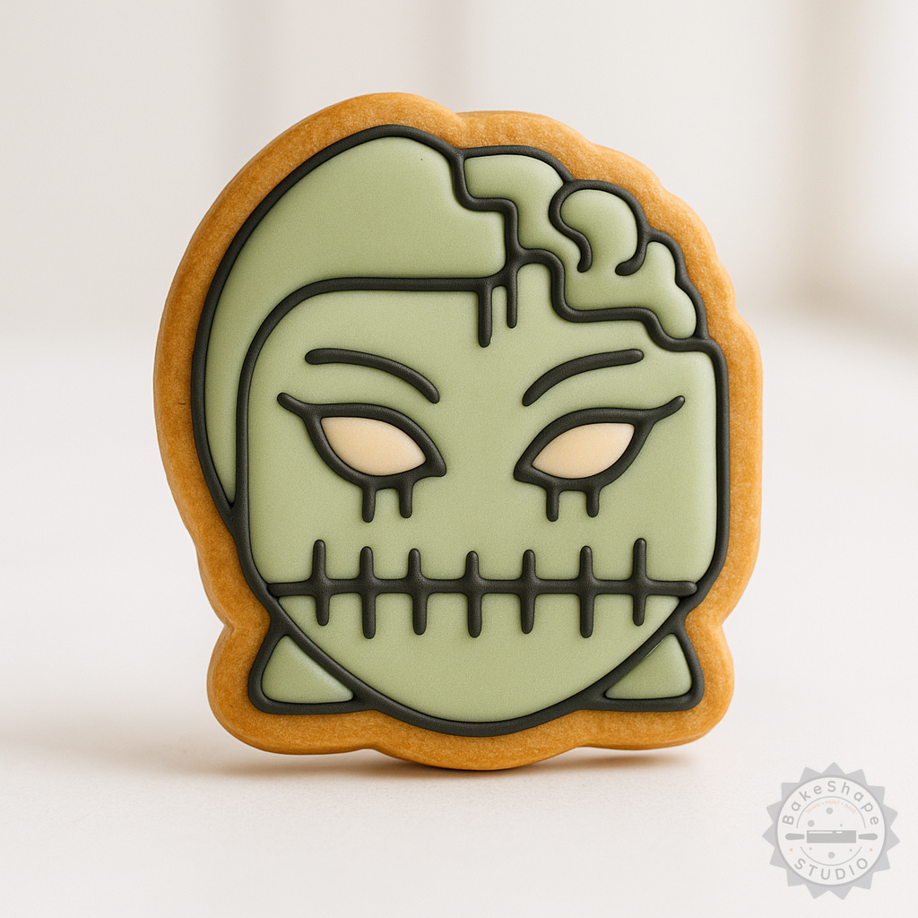 Decorated example 1 of Zombie Girl Cookie Cutter & Stamp Set, Halloween Baking, S/M/L Sizes, 6-Piece Halloween Decor