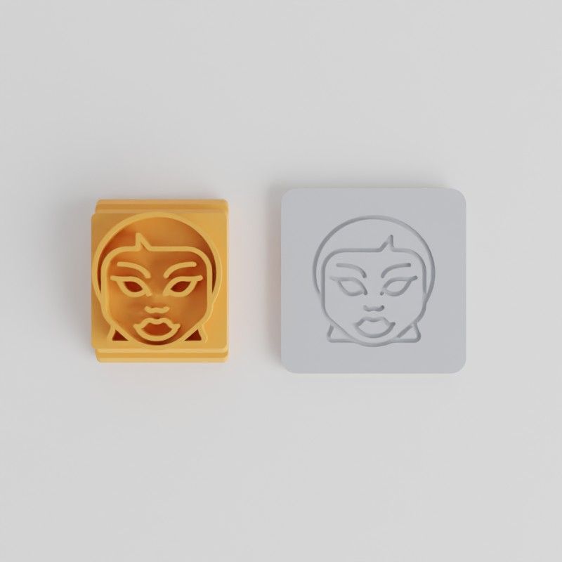 Evil Girl Stamp Tile Set, 5 Sizes (20-40mm) for Clay, Cookies, Fondant, Halloween Horror Emoji Theme
