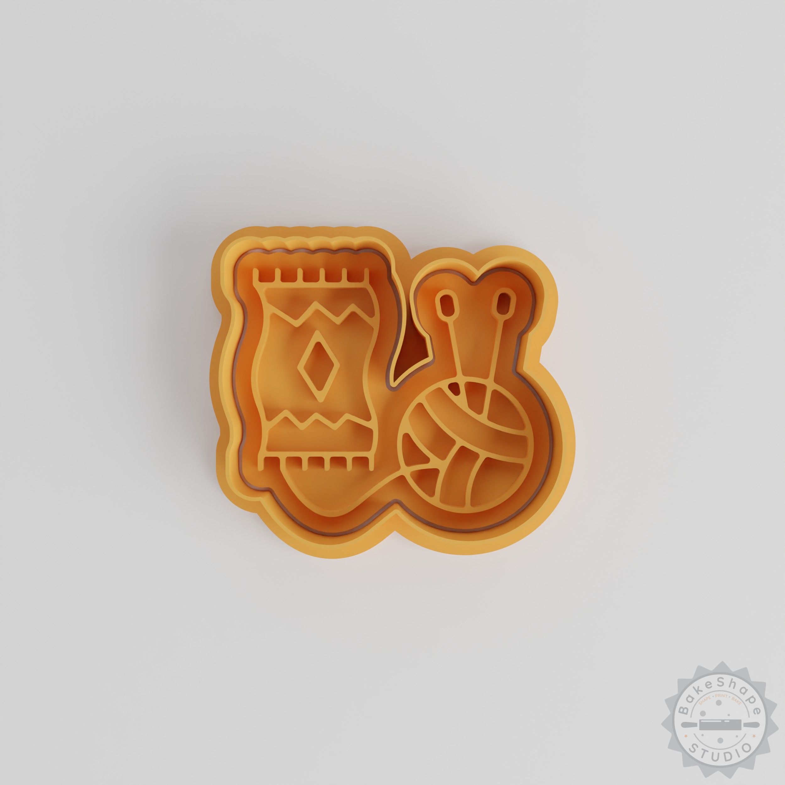 Knitting Shape Cutter and Stamp Set, 6 Pieces for Cookies and Fondant, Craft and Hobby Sewing Tool