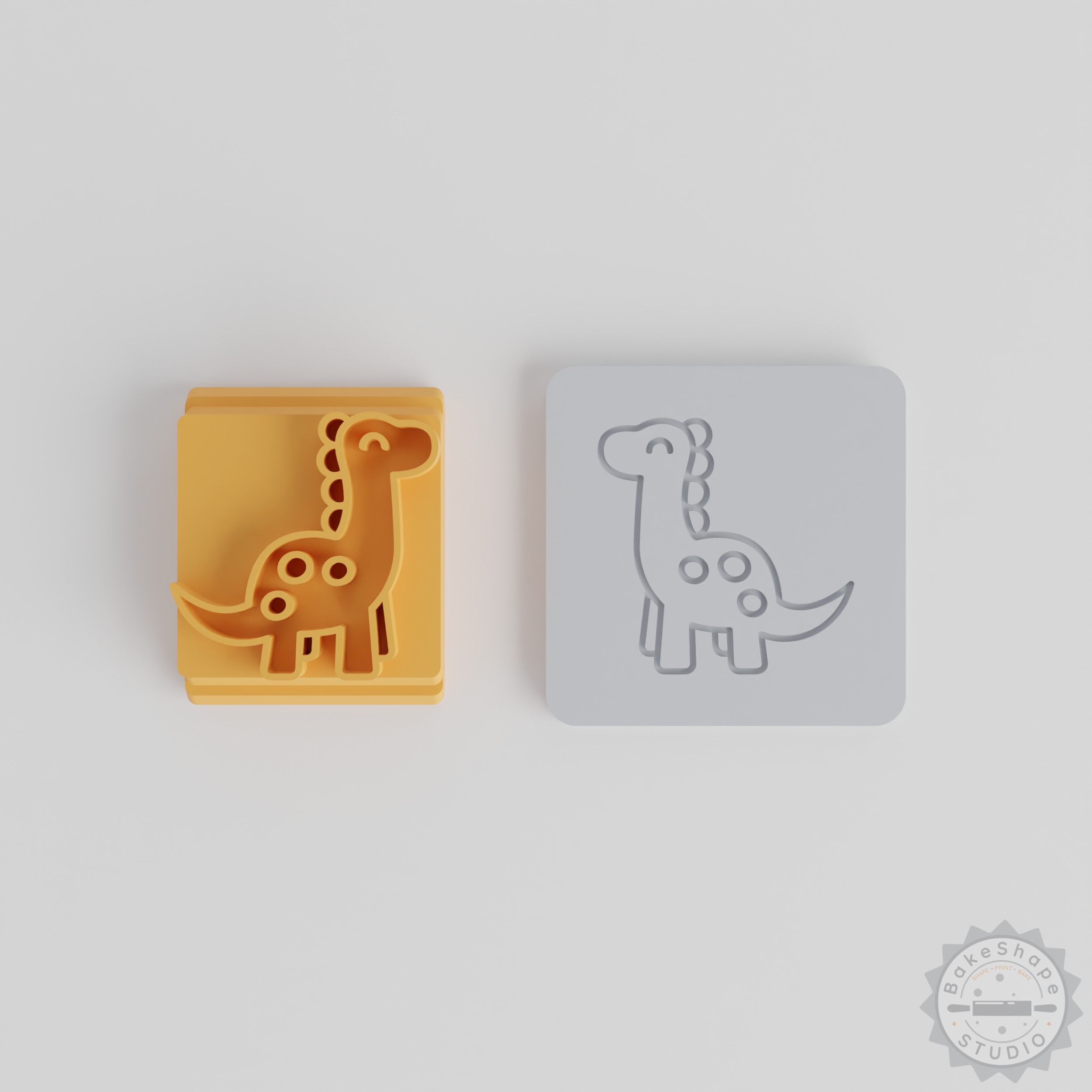 Sauropod Stamp Tile Set, 5 Sizes for Clay, Cookies, Fondant, Prehistoric Dinosaur Design