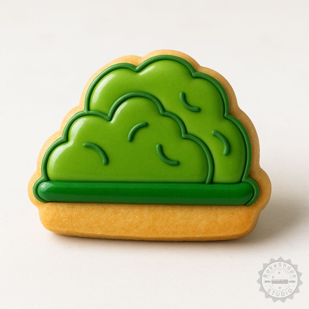 Bush shape cookie cutter and stamp set STL files for 3D printing natural-themed baking tools