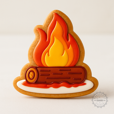 Decorated example 1 of Fire Cookie Cutter and Stamp Set, 6-Piece, Flame, Inferno Shapes, Perfect for Cookies and Fondant