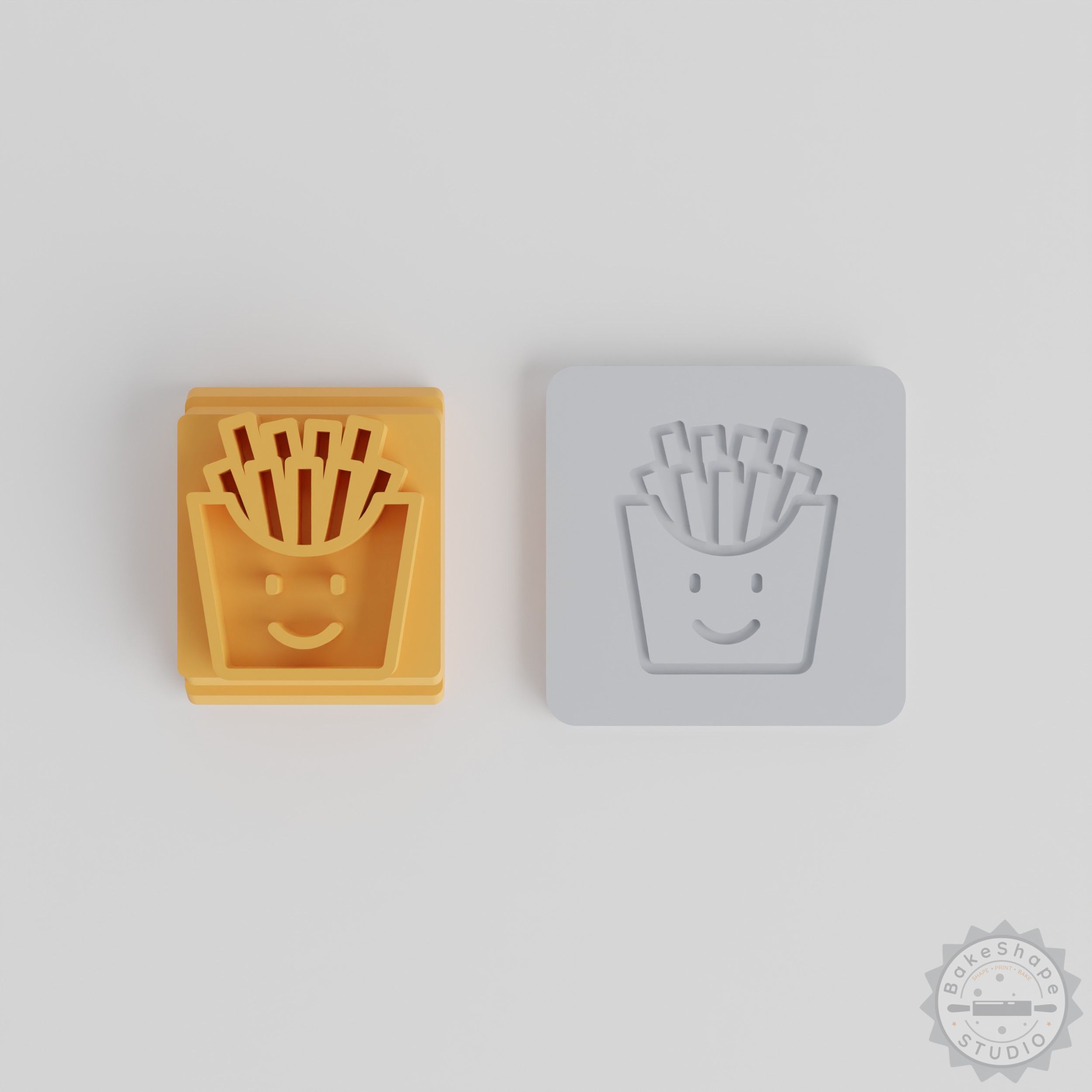 Kawaii French Fries Stamp Set, 5 Sizes Motif for Clay, Cookies, Fondant, Cute Emotions Theme