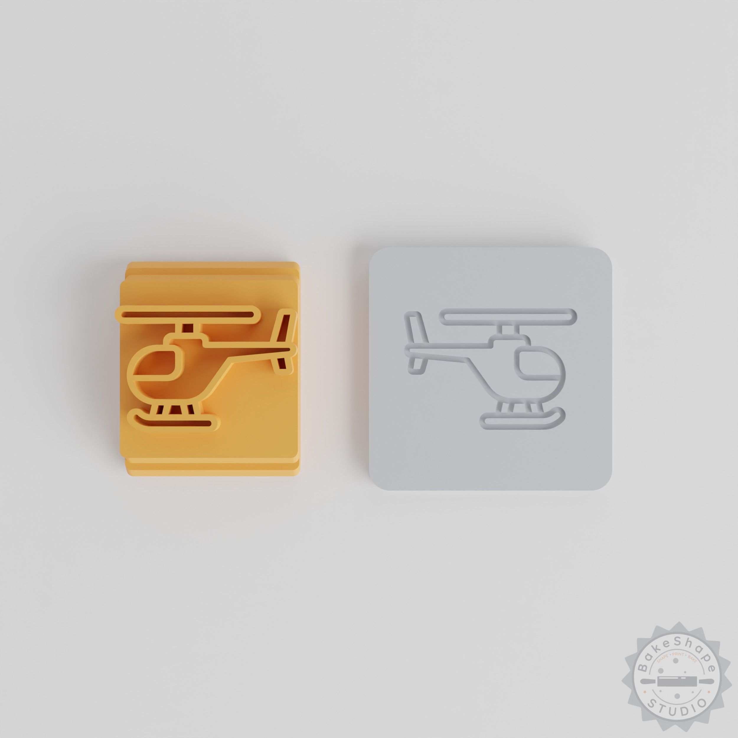 Helicopter Stamp Tile Set, 5 Sizes, Aerial Transport Design, Perfect for Clay, Fondant, Cookies