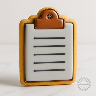 Decorated example 1 of Clipboard with Shape Cutter & Stamp for Cookies, Fondant, Office Document Holder Set, 6-Piece