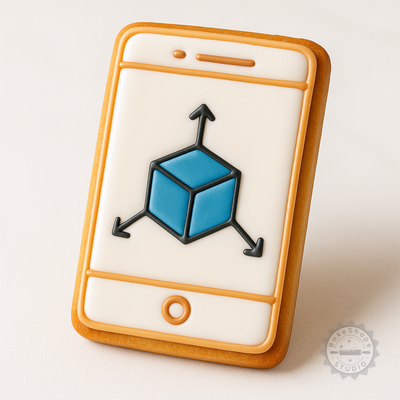 Decorated example 1 of 3D Cube Cookie & Fondant Cutter Set, 6-Piece Geometric Model, S/M/L Shapes