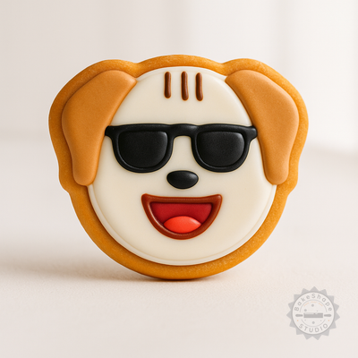 Decorated example 1 of Cool Dog Cookie Cutter Set, Shape Cutter and Stamp for Cookies, Fondant, 6 Pieces, Sizes S/M/L