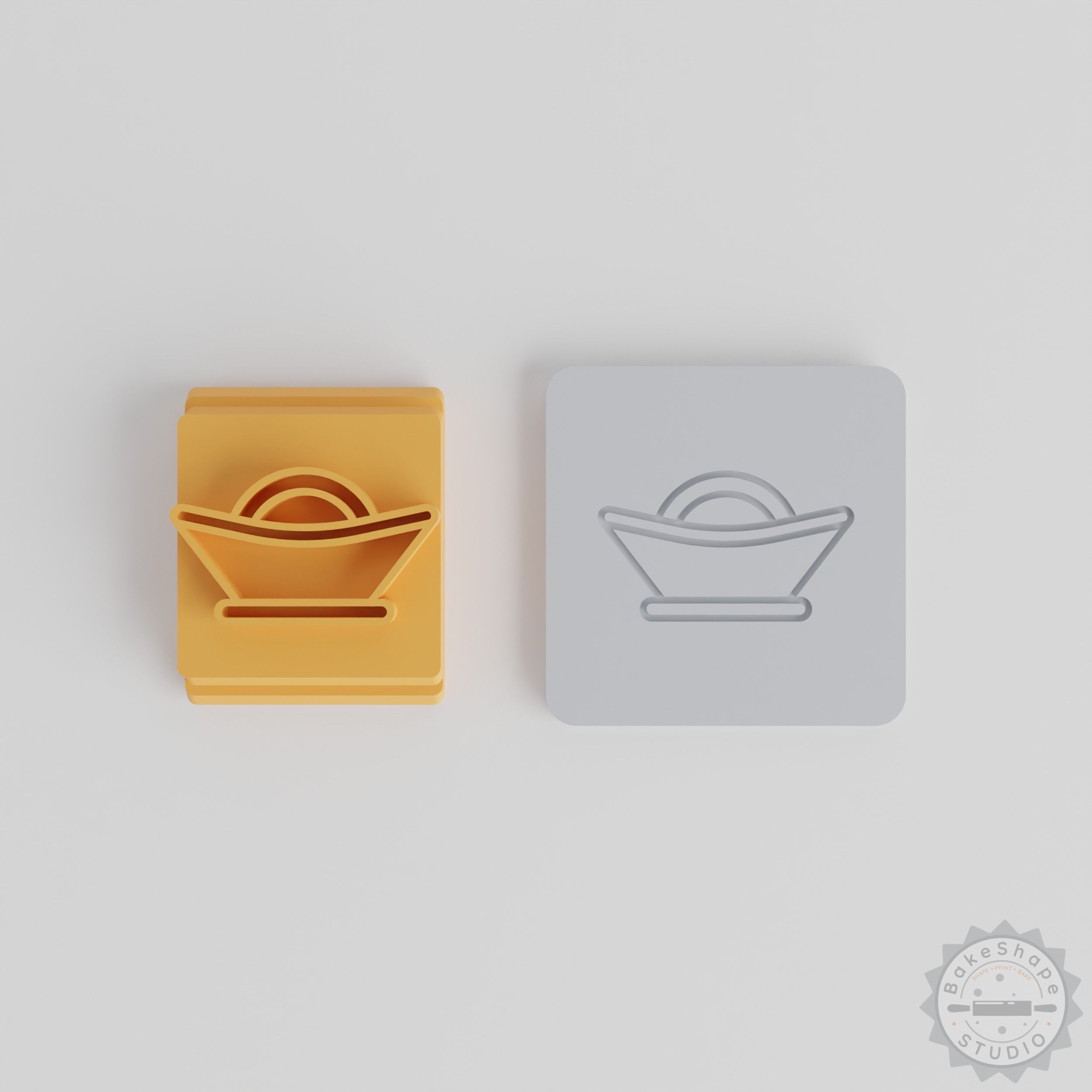 Sycee Stamp Tile Set, 5 Motif Sizes for Clay, Cookies, Fondant, Ancient Silver Ingot Design