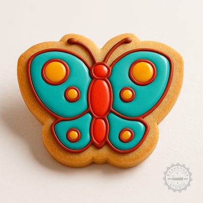 Decorated example 1 of Butterfly Cookie Cutter Stamp Set, Includes 6 Pieces in 3 Sizes S/M/L, Perfect for Cookies & Fondant