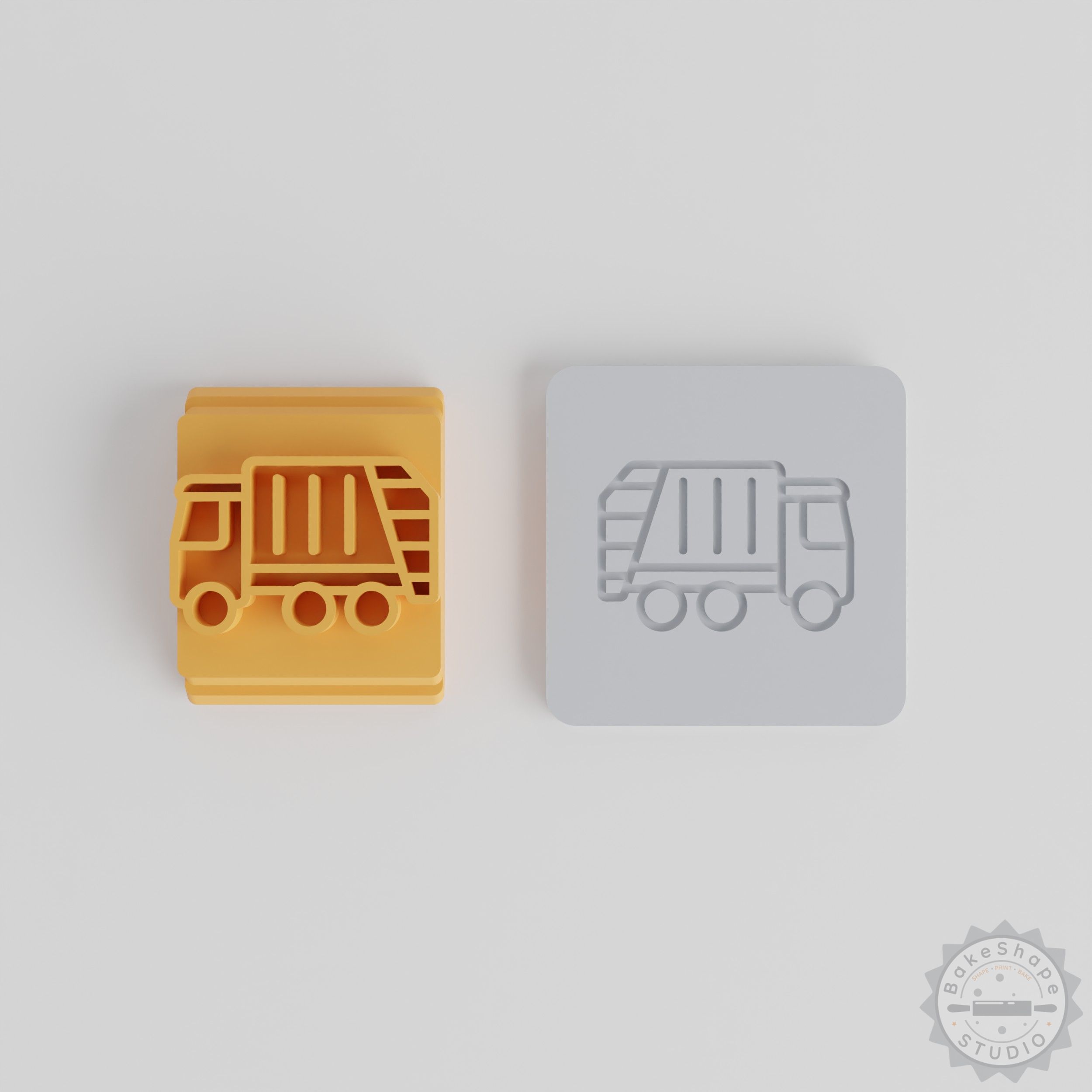 Garbage Lorry Stamp Set, 5 Sizes Tile Motifs for Clay, Cookies, Fondant