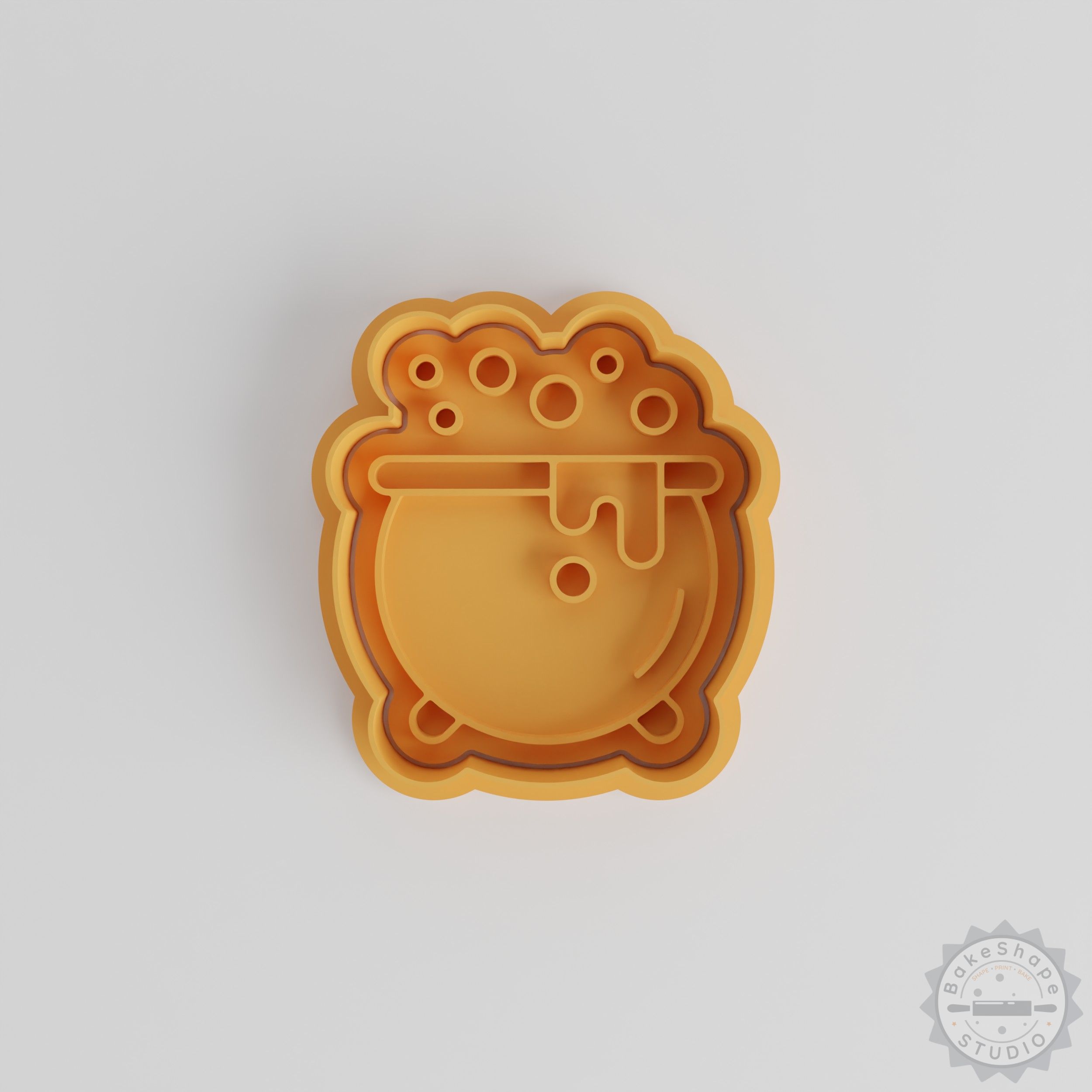Spooky Cauldron Cookie Cutter Stamp Set, Magic Pot Designs, Halloween Baking Tools, 6 Pieces