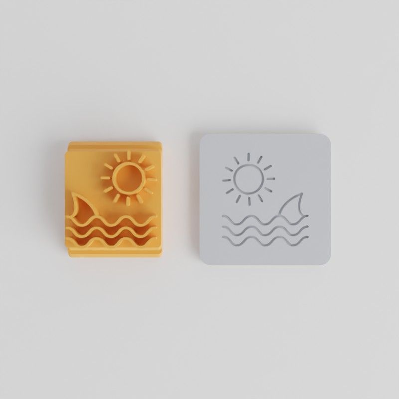 Beach Stamp Tile Set, 5 Sizes for Clay, Cookies, Fondant, Vacation Motifs