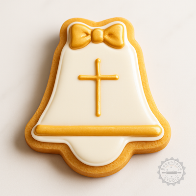 Decorated example 1 of Easter Bell Cookie Cutter & Stamp Set, 6-Piece, Perfect for Fondant & Cookies