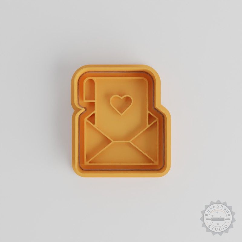 Heart Mail Cookie Cutter & Stamp Set, 6-Piece Love Letter Design for Cookies & Fondant