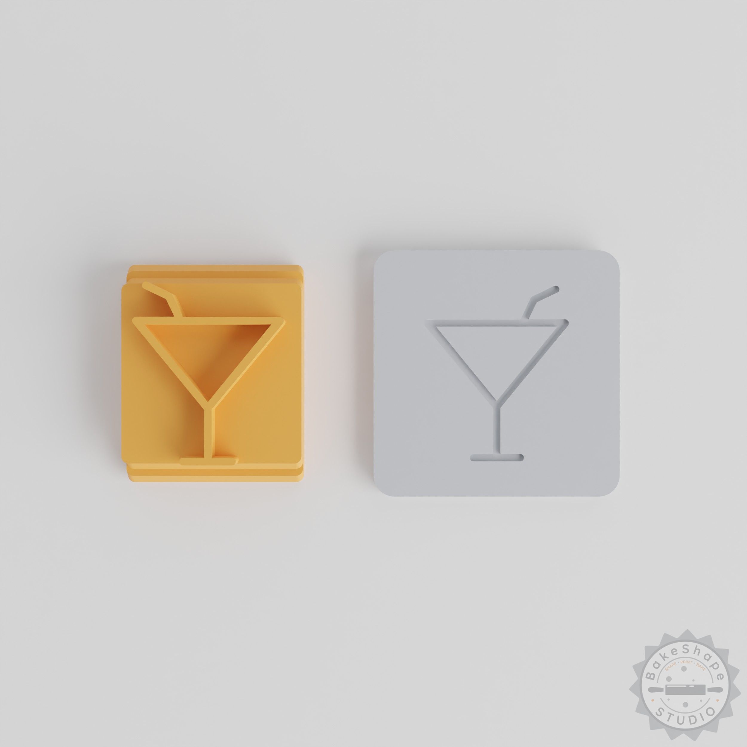 Cocktail Stamp Tile Set, 5 Motifs, Perfect for Clay, Cookies, Fondant, Party Drink Designs