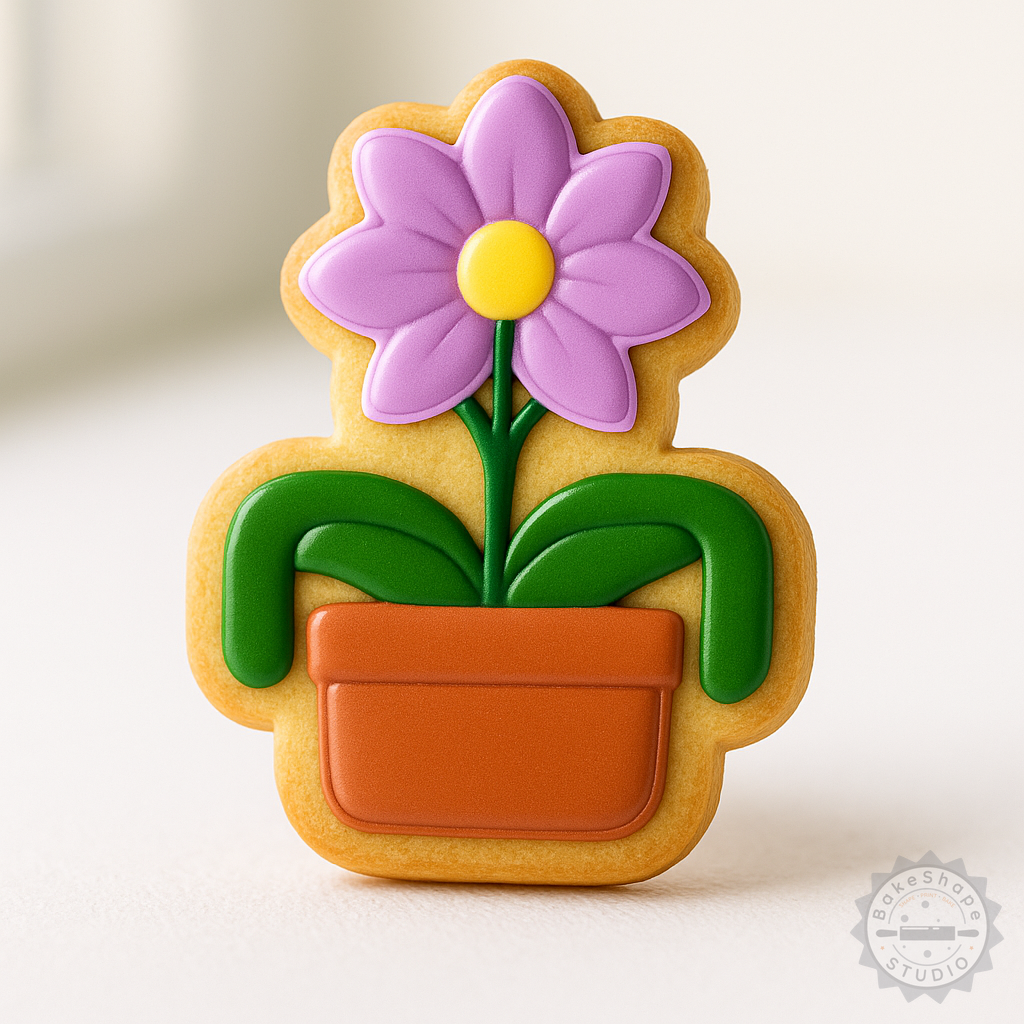 Decorated example 1 of Orchid Shape Cutter and Stamp Set for Cookies and Fondant, 6-Piece Tool Kit