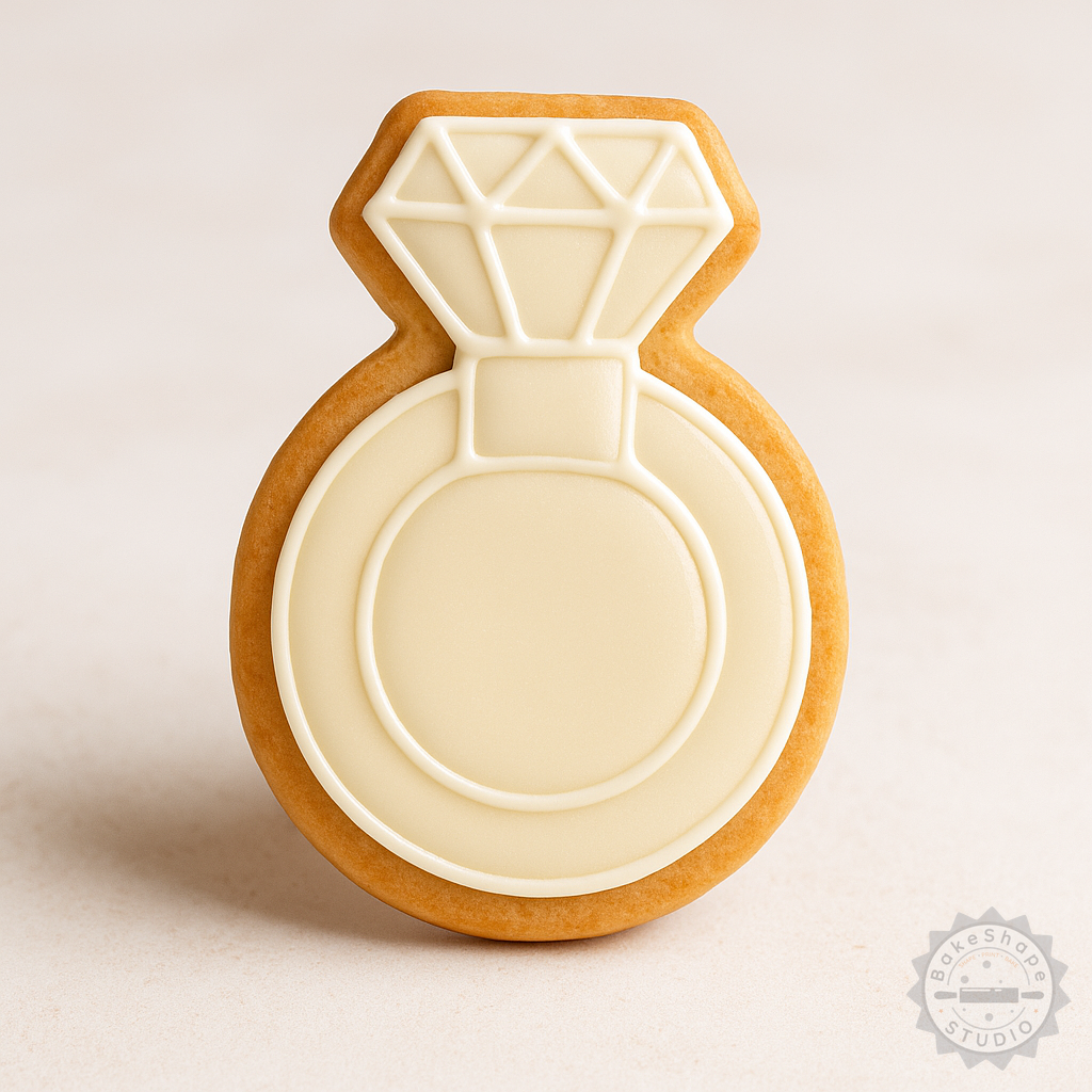 Decorated example 1 of Diamond Ring Cookie Cutter Set, 6 Pieces, Small/Medium/Large Sizes, Perfect for Cookies and Fondant