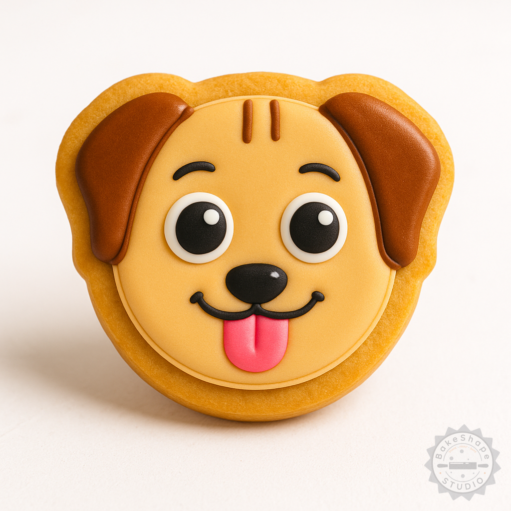 Decorated example 1 of Funny Dog Shape Cutter and Stamp Set, Cookie and Fondant Molds, 6-Piece Collection