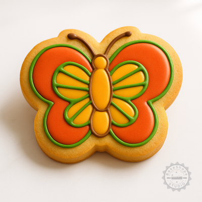 Decorated example 1 of Butterfly Cookie Cutter & Stamp Set, 6-Piece, Perfect for Small/Medium/Large Fondant Designs