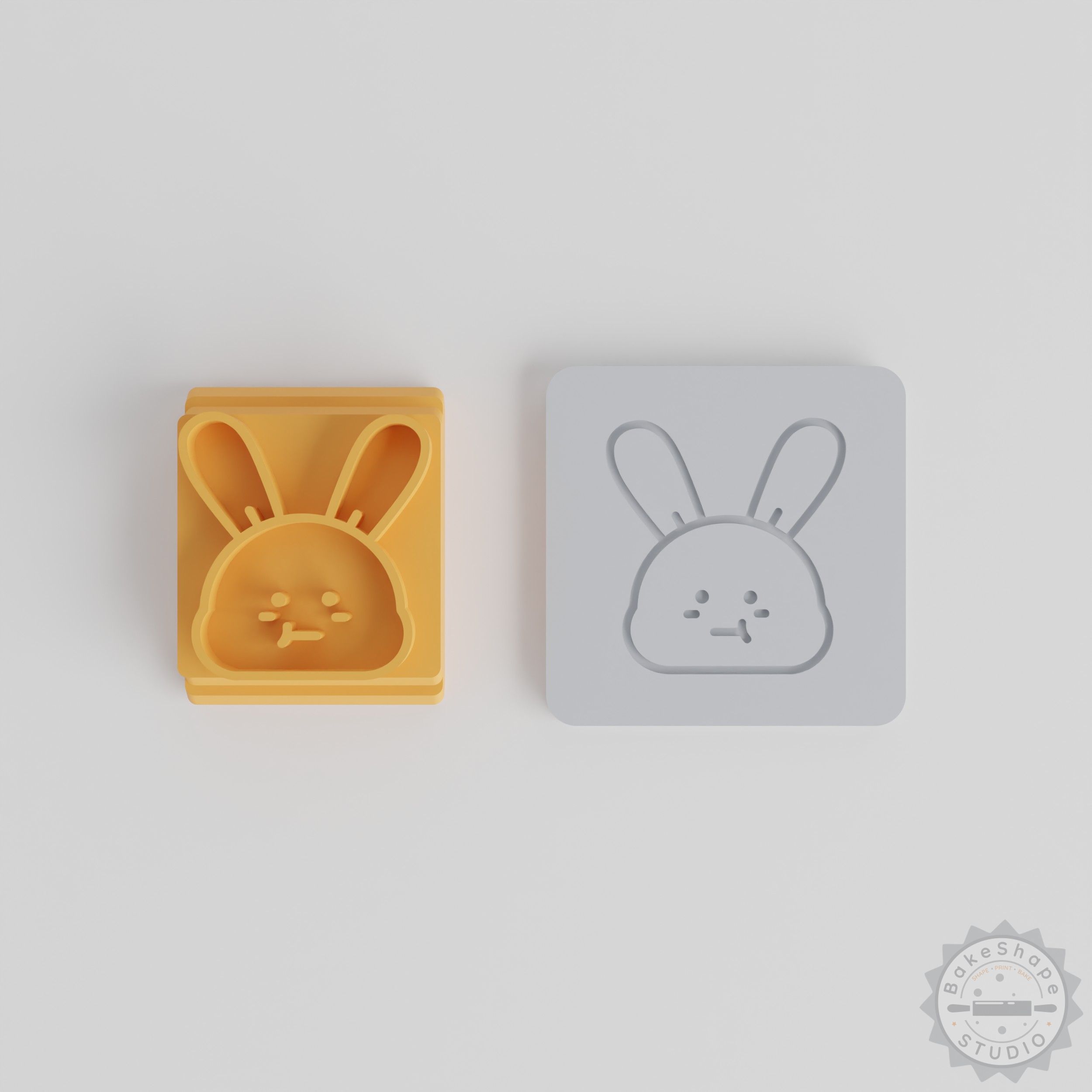 Bunny stamp tile set with five sizes for clay and cookie decorating STL 3D print