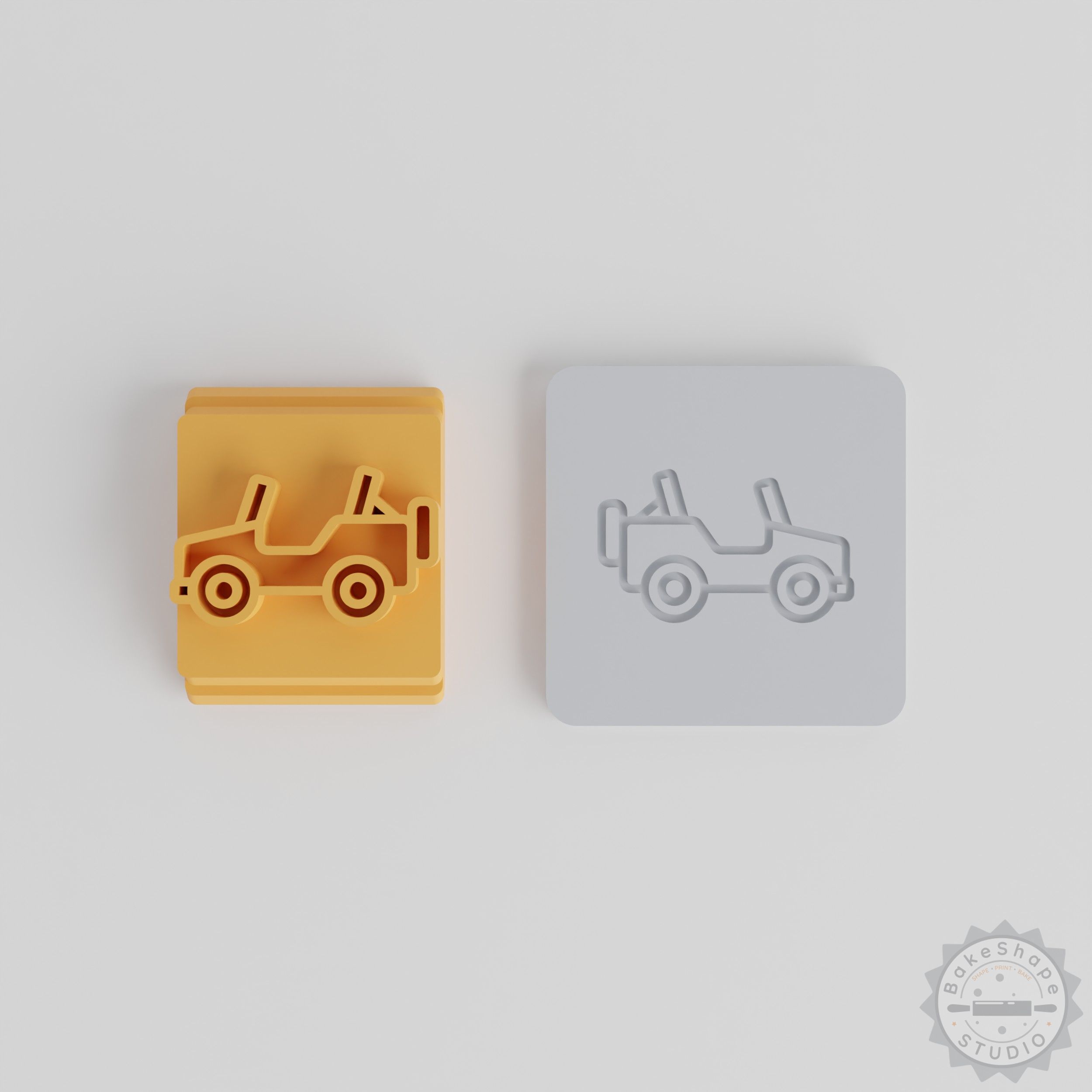 Army Jeep Stamp Tile Set, 5 Sizes for Clay, Cookie, Fondant Crafting