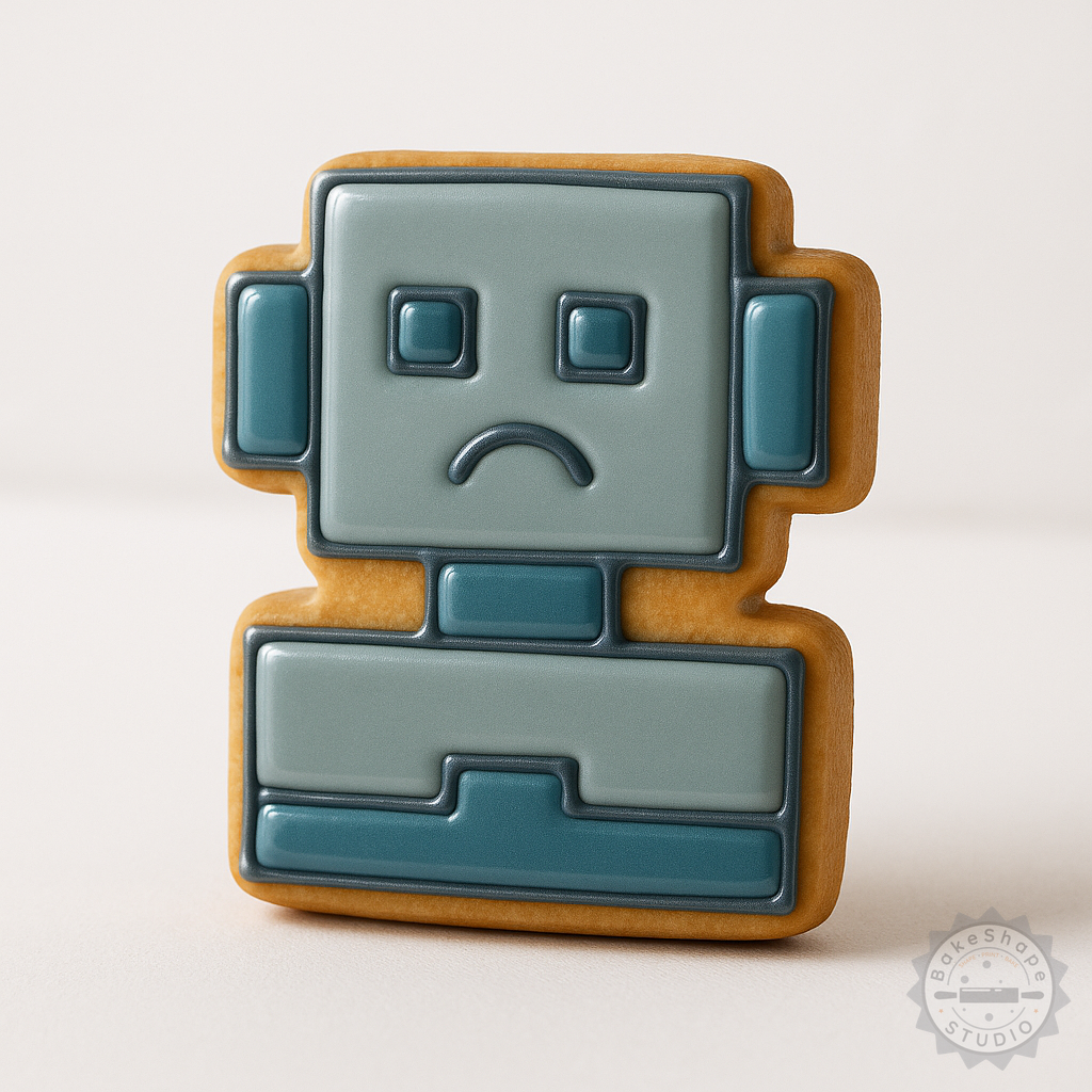 Decorated example 1 of Robot Cookie Shape Cutter & Stamp Set, 6 Piece, Perfect for Cookies & Fondant
