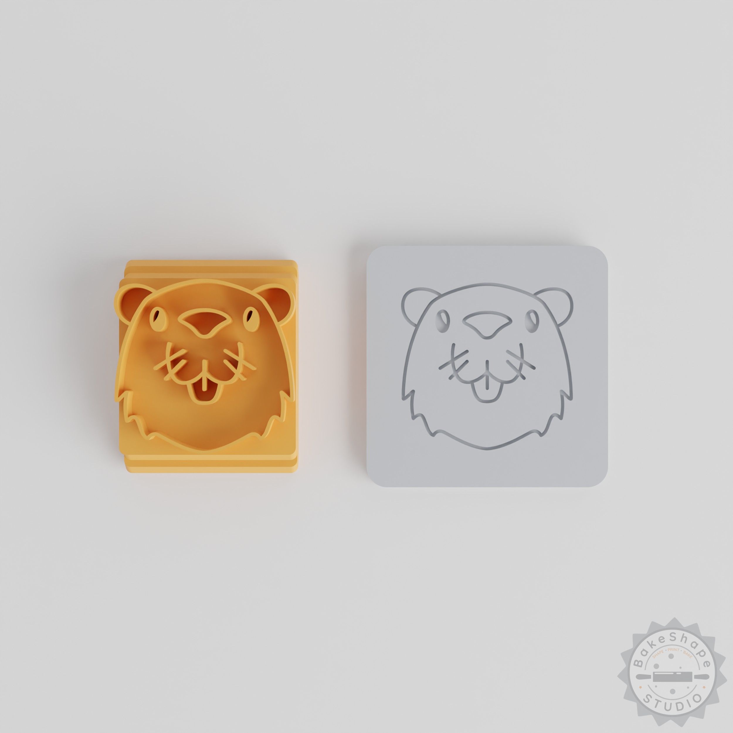 Beaver Stamp Tile Set, 5 Sizes for Clay, Cookies, Fondant - Cute Wildlife Animal Design