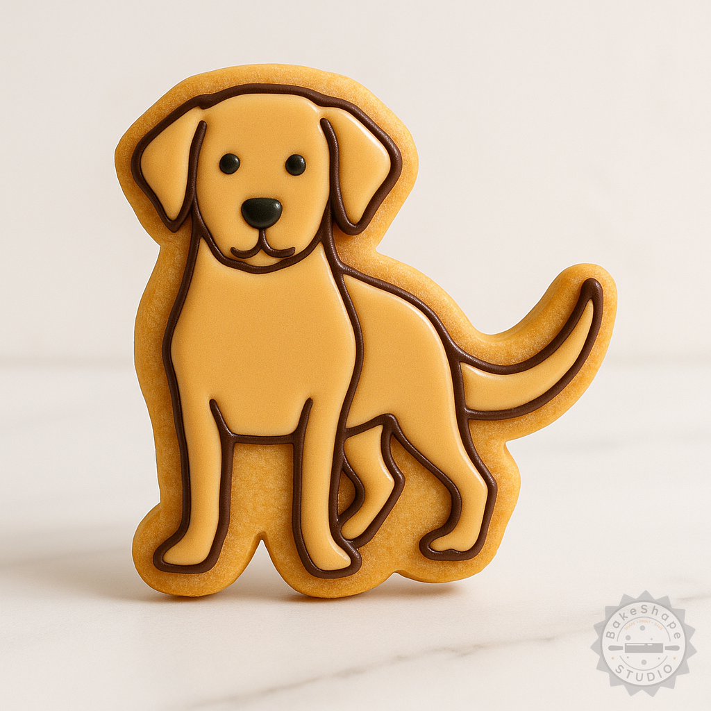 Decorated example 1 of Labrador Retriever Cutter & Stamp Set, 6-Piece Cookie & Fondant Tools, S/M/L Sizes for Baking
