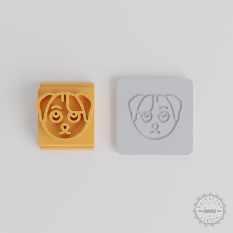 Scared Dog Stamp Tile Set, 5 Motif Sizes for Clay, Cookies, Fondant