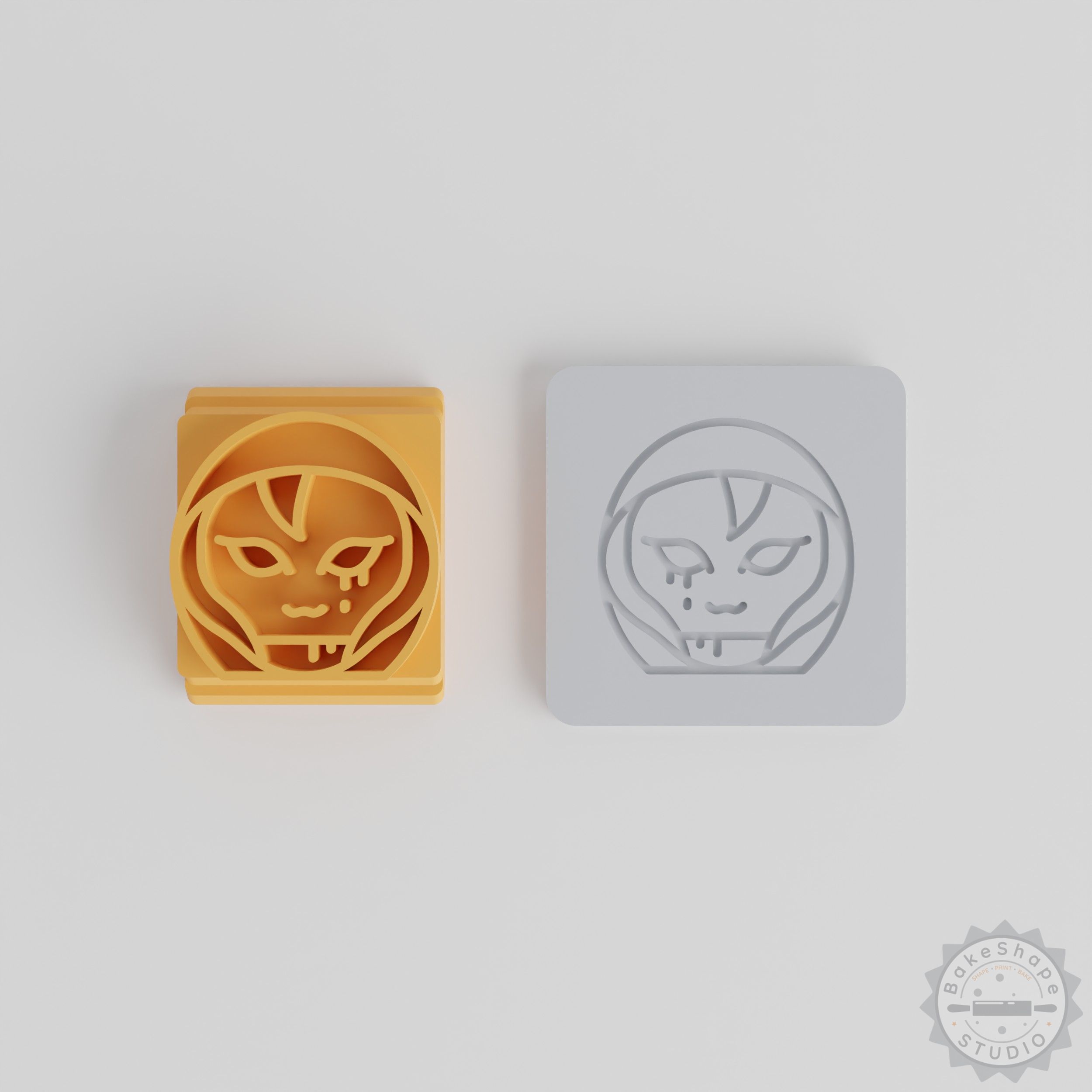 Hooded Demon Stamp Tile Set for Clay, Cookies, Fondant - 5 Sizes, Halloween Scary Designs