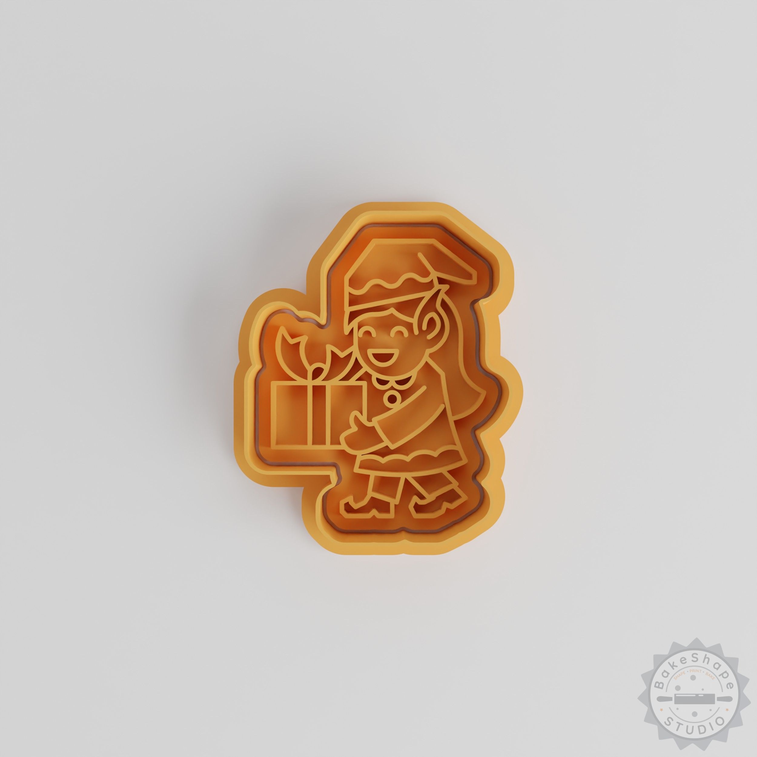 Girl Elf Cookie Cutter & Stamp Set, Xmas Baking Tool, 6-Piece, S/M/L Sizes