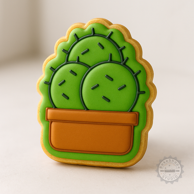 Decorated example 1 of Cactus Shape Cutter & Stamp Set, Perfect for Cookies & Fondant, Includes 6 Pieces in S/M/L Sizes