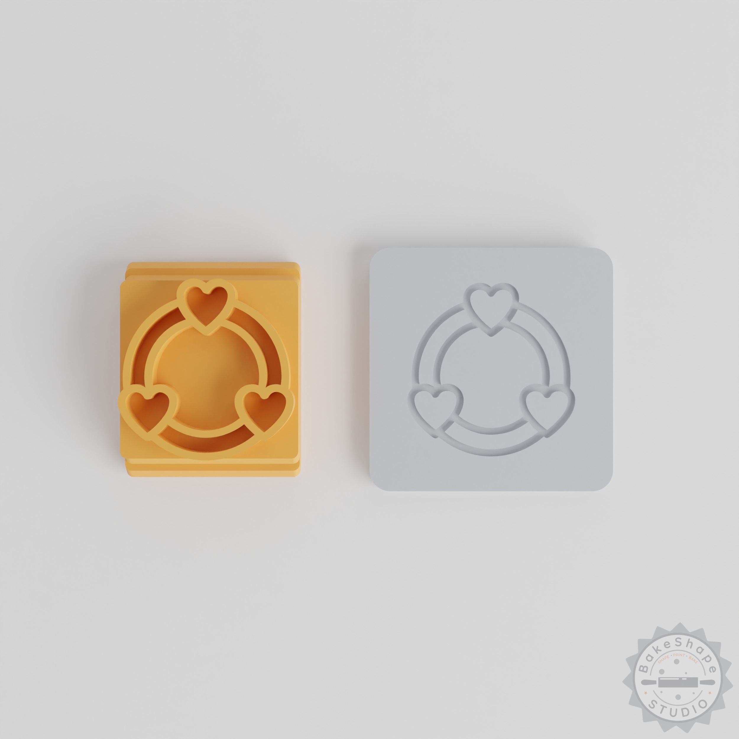 Hearts Stamp Tile Set, 5 Sizes, Perfect for Clay, Cookies, Fondant, Romantic Heart Shapes