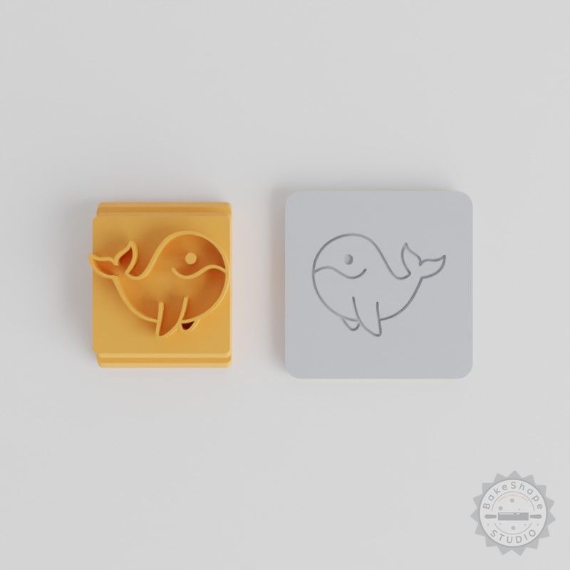 Whale Stamp Tile for Clay & Cookies, 5-Piece Set for Fondant & Soft Materials, Ocean Wildlife Design