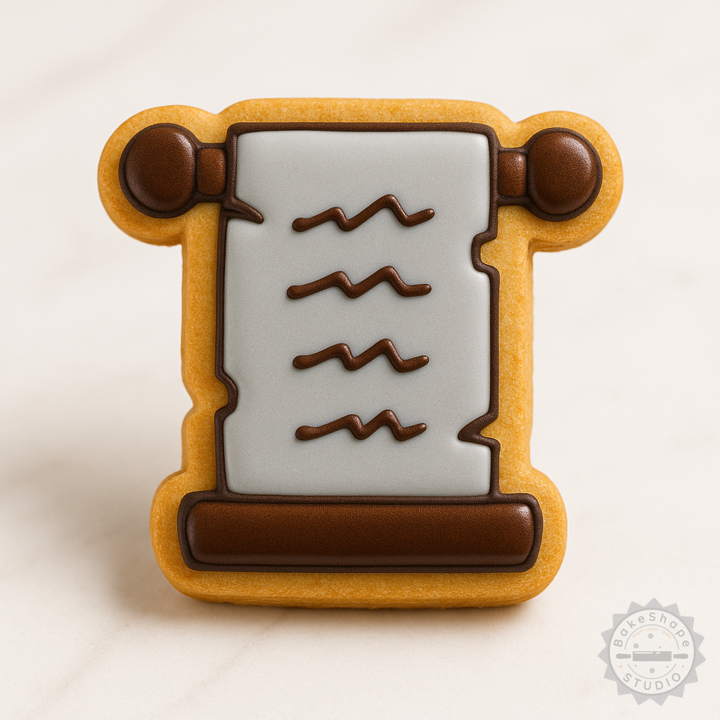 Decorated example 1 of Scroll Shape Cutter and Stamp Set for Cookies and Fondant, 6 Pieces, S/M/L Sizes
