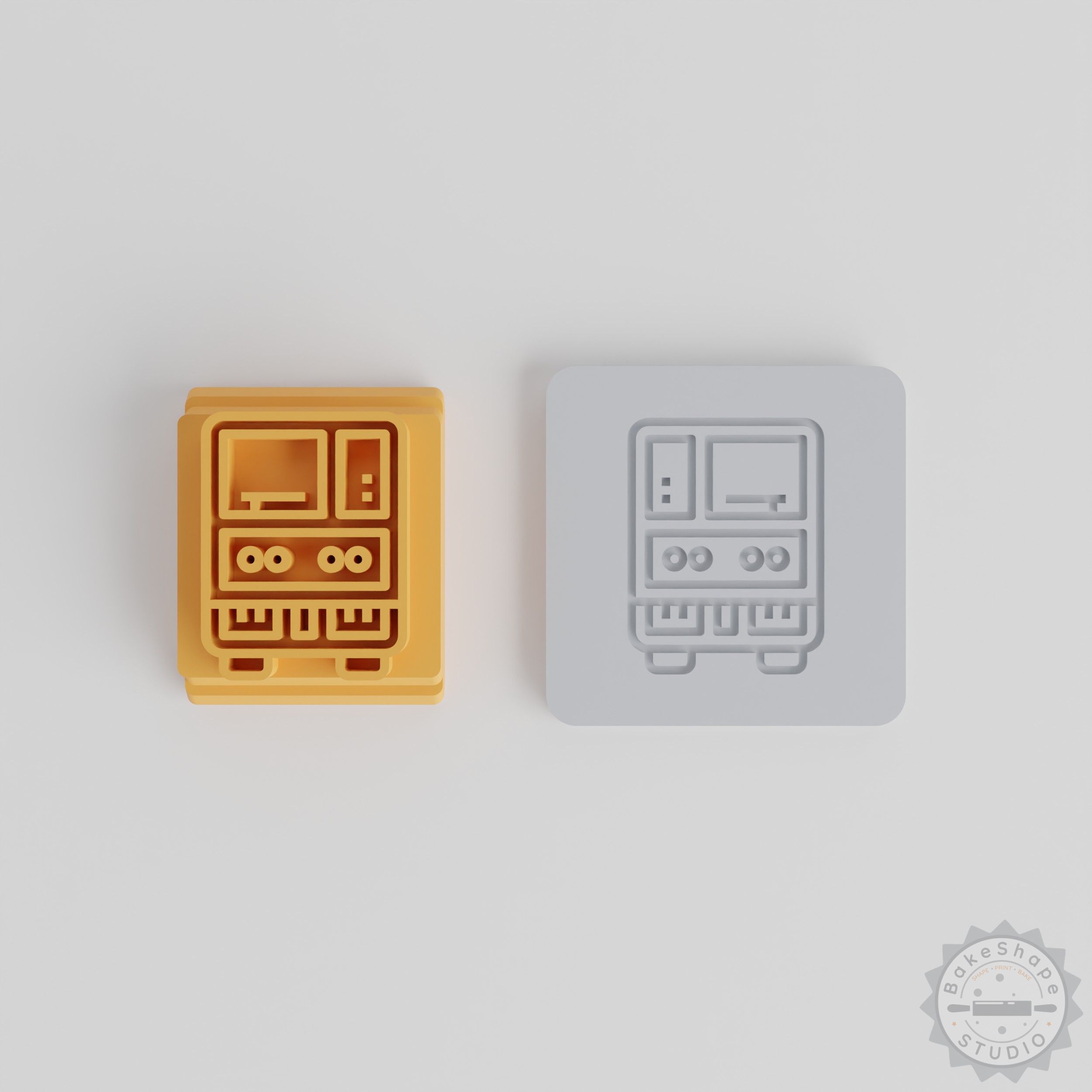 Train stamp tile set for clay and cookies with five motif sizes STL for 3D printing