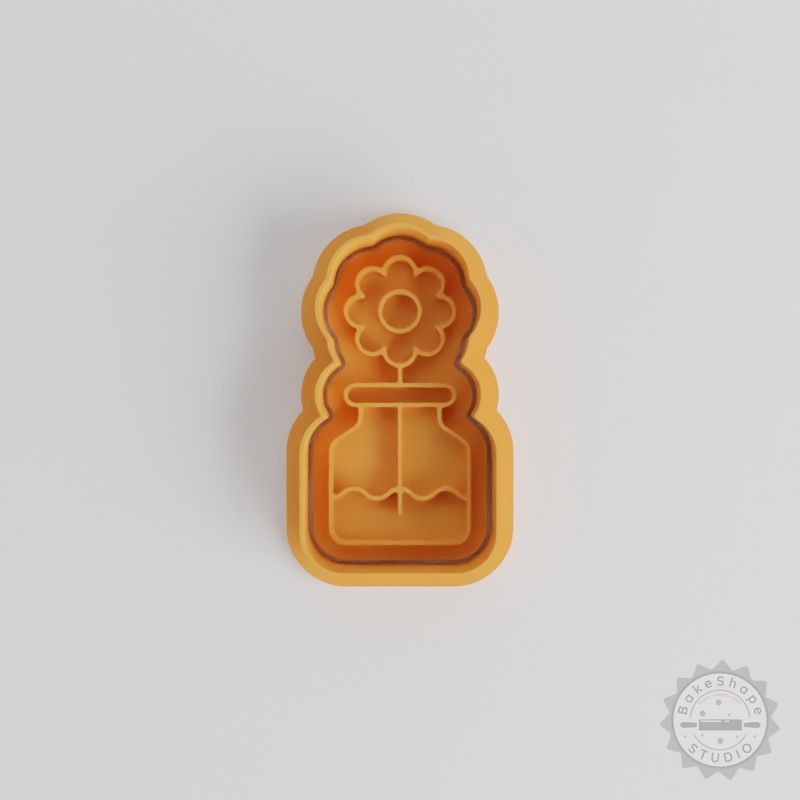 Daisy in Jar Shape Cutter and Stamp Set, Perfect for Cookies and Fondant, 6-Piece, 3 Sizes
