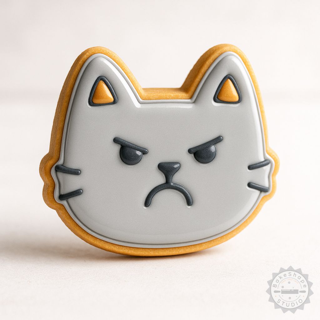 Angry Face cookie cutter and stamp set STL for 3D printing in three sizes Small, Medium, and Large